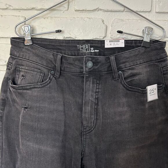 NWT Time And True High Rise Straight Leg Cropped Black Stretchy Jean Size 10 - Picture 3 of 5